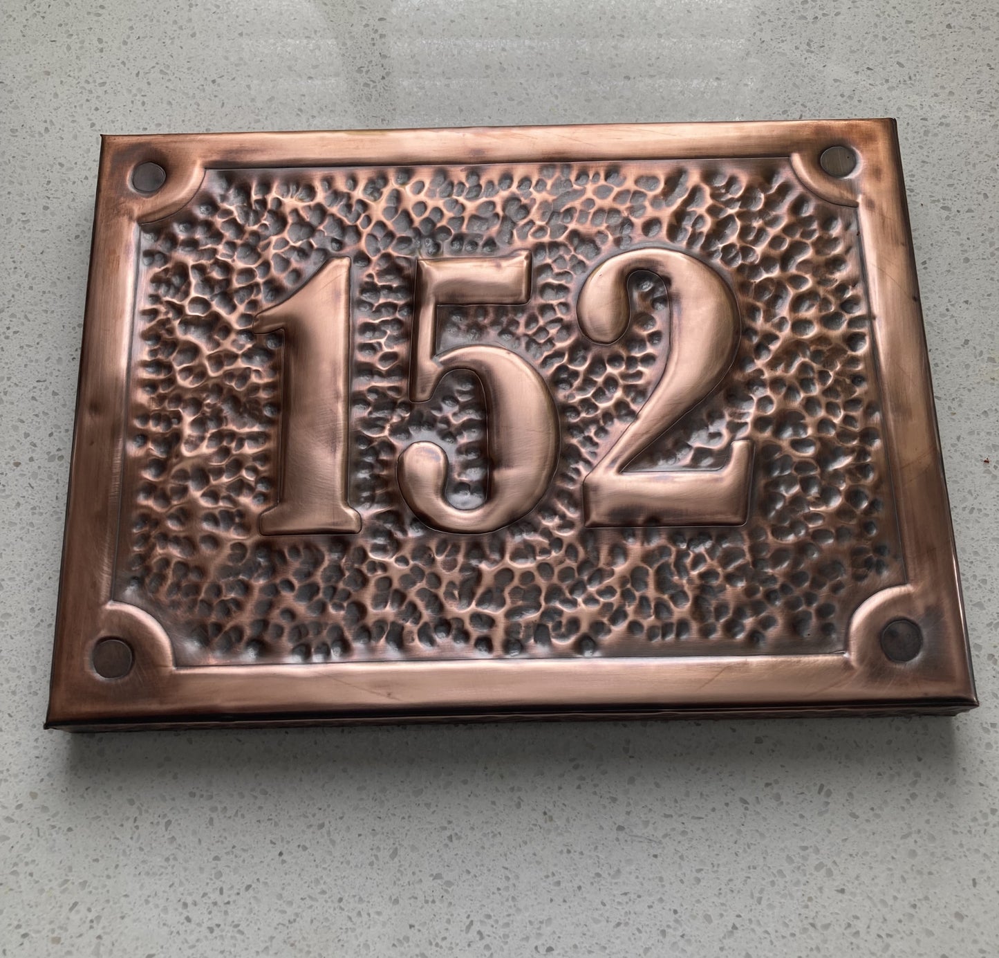 Handmade Copper House Number Sign - Raised Edge