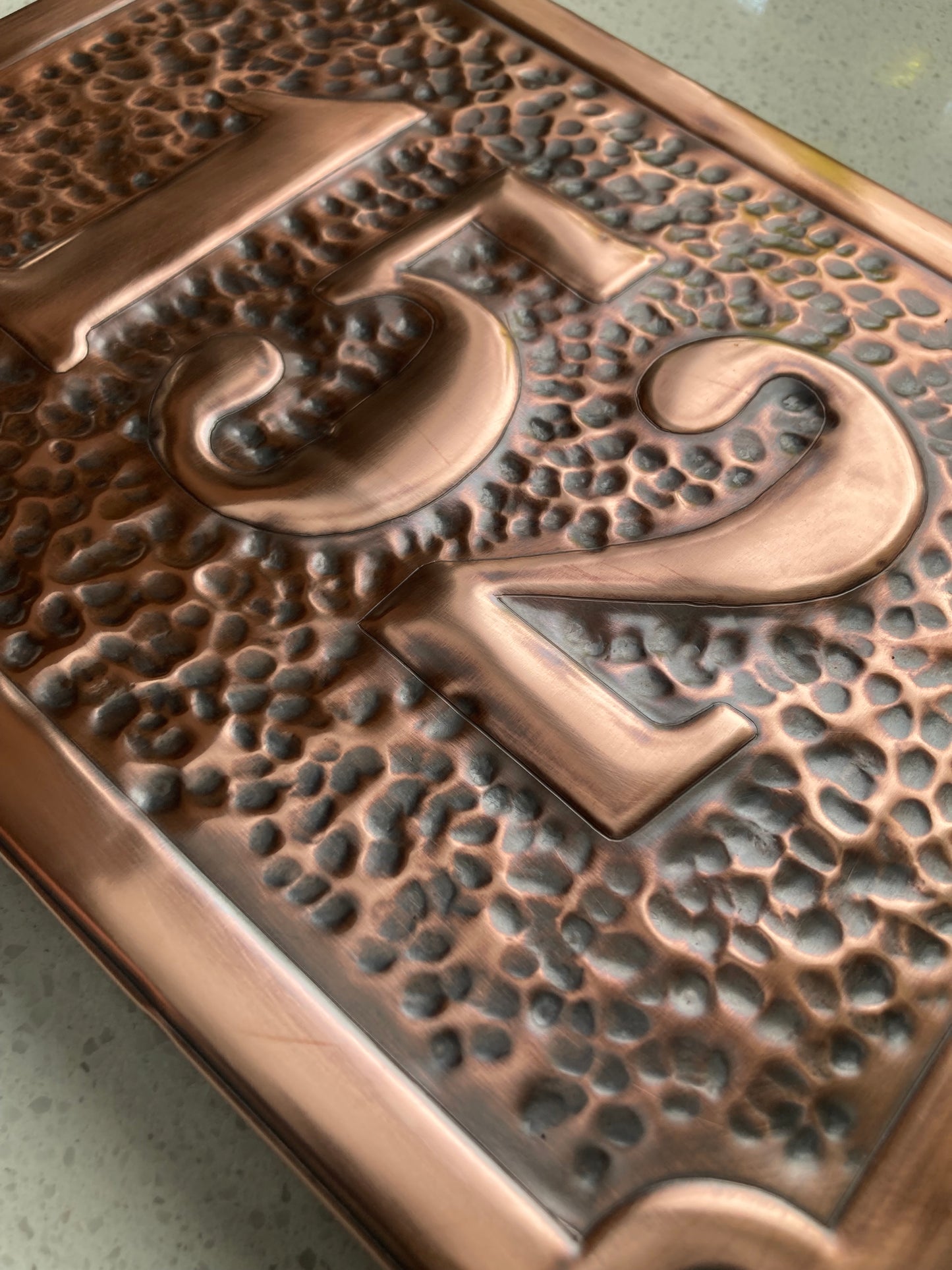 Handmade Copper House Number Sign - Raised Edge