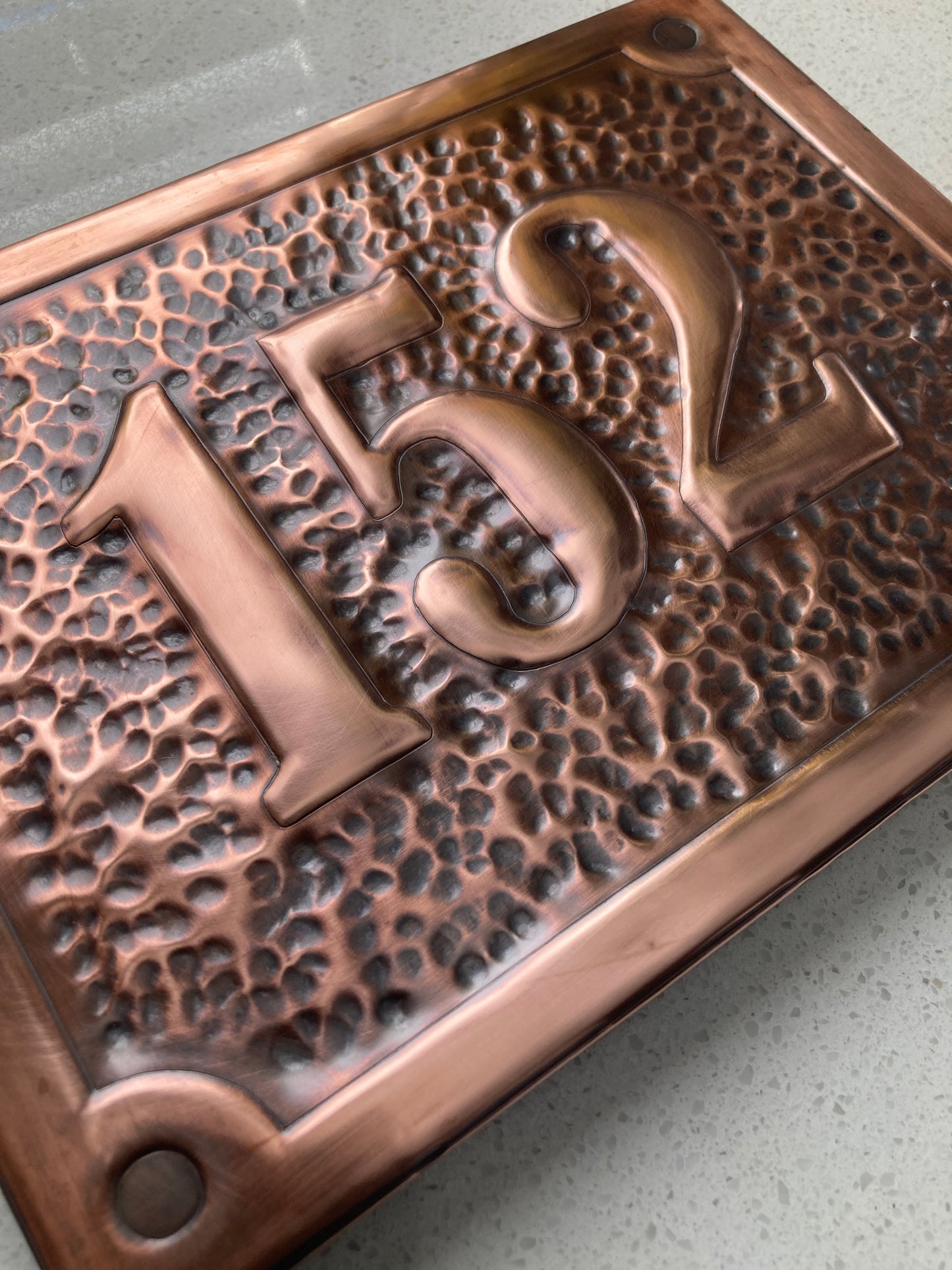 Handmade Copper House Number Sign - Raised Edge