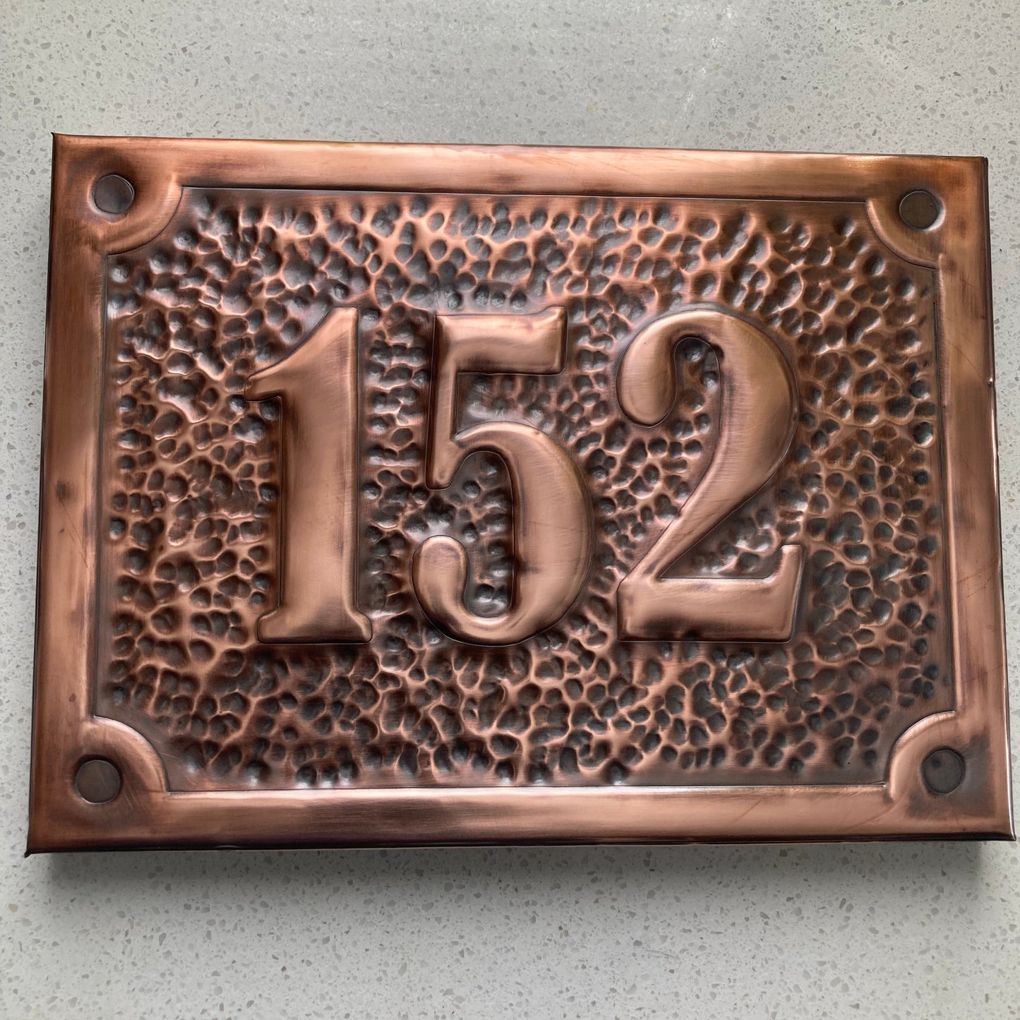 Handmade Copper House Number Sign - Raised Edge