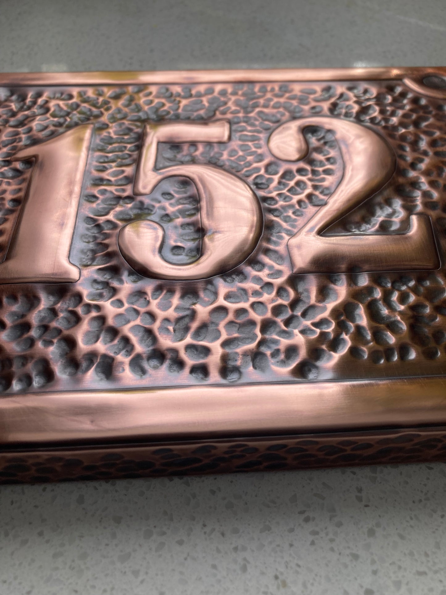Handmade Copper House Number Sign - Raised Edge