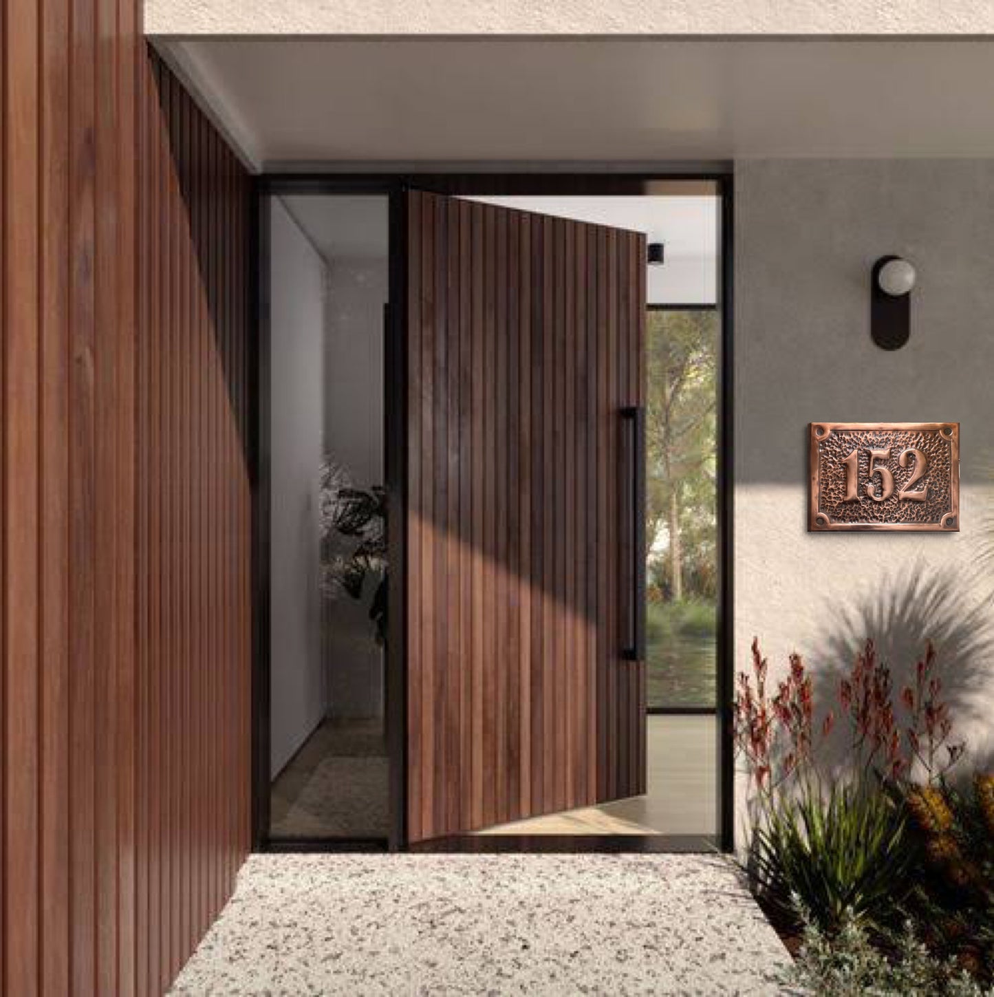 Handmade Copper House Number Sign - Raised Edge