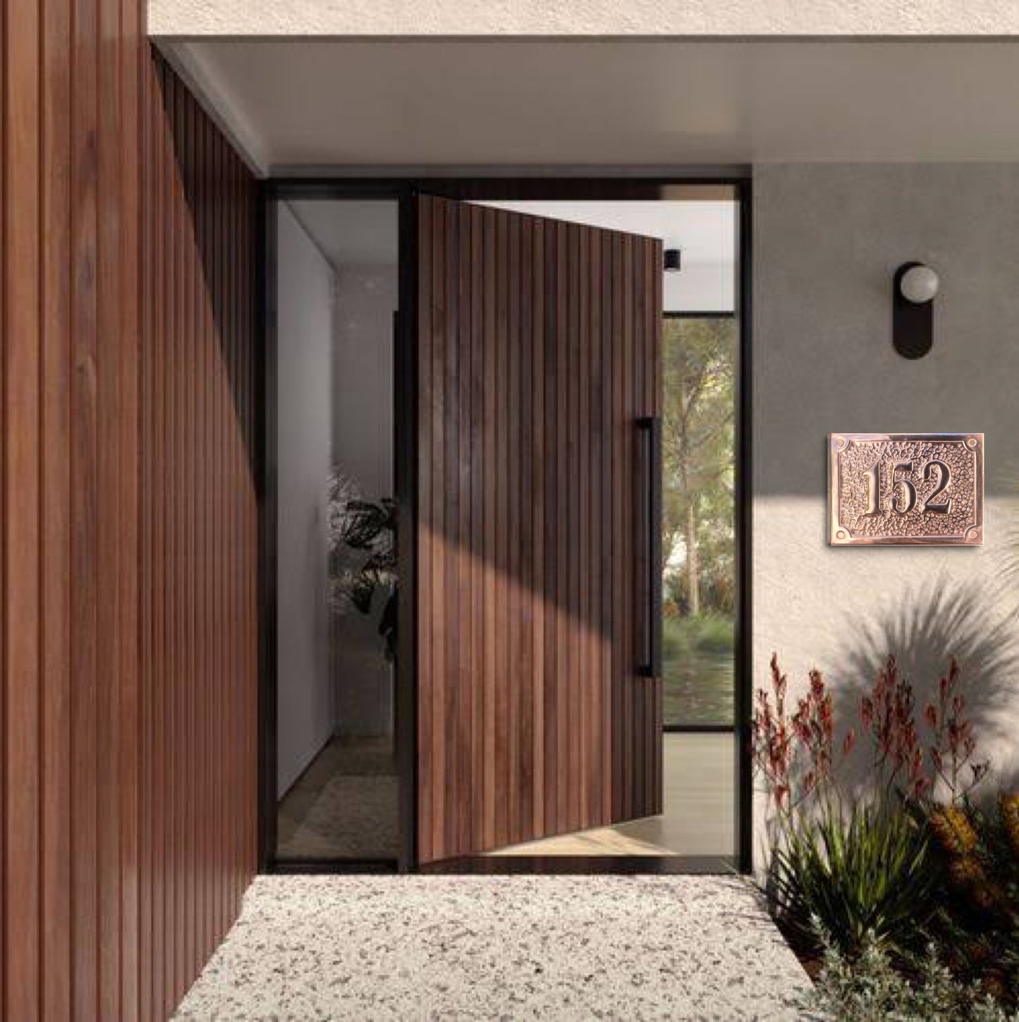 Handmade Copper House Number Sign - Raised Edge