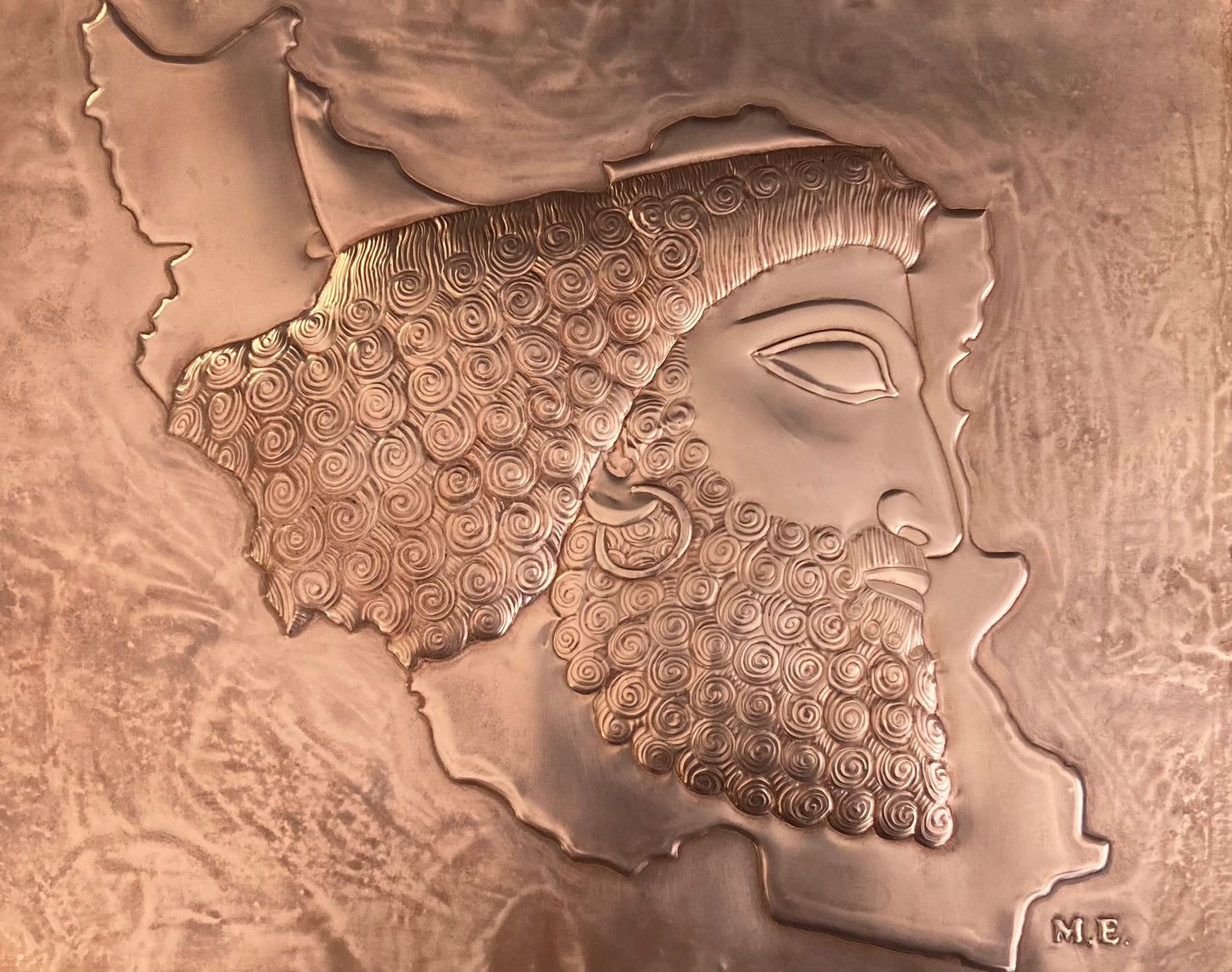 Handcrafted Copper Relief – Achaemenid Soldier of Persepolis