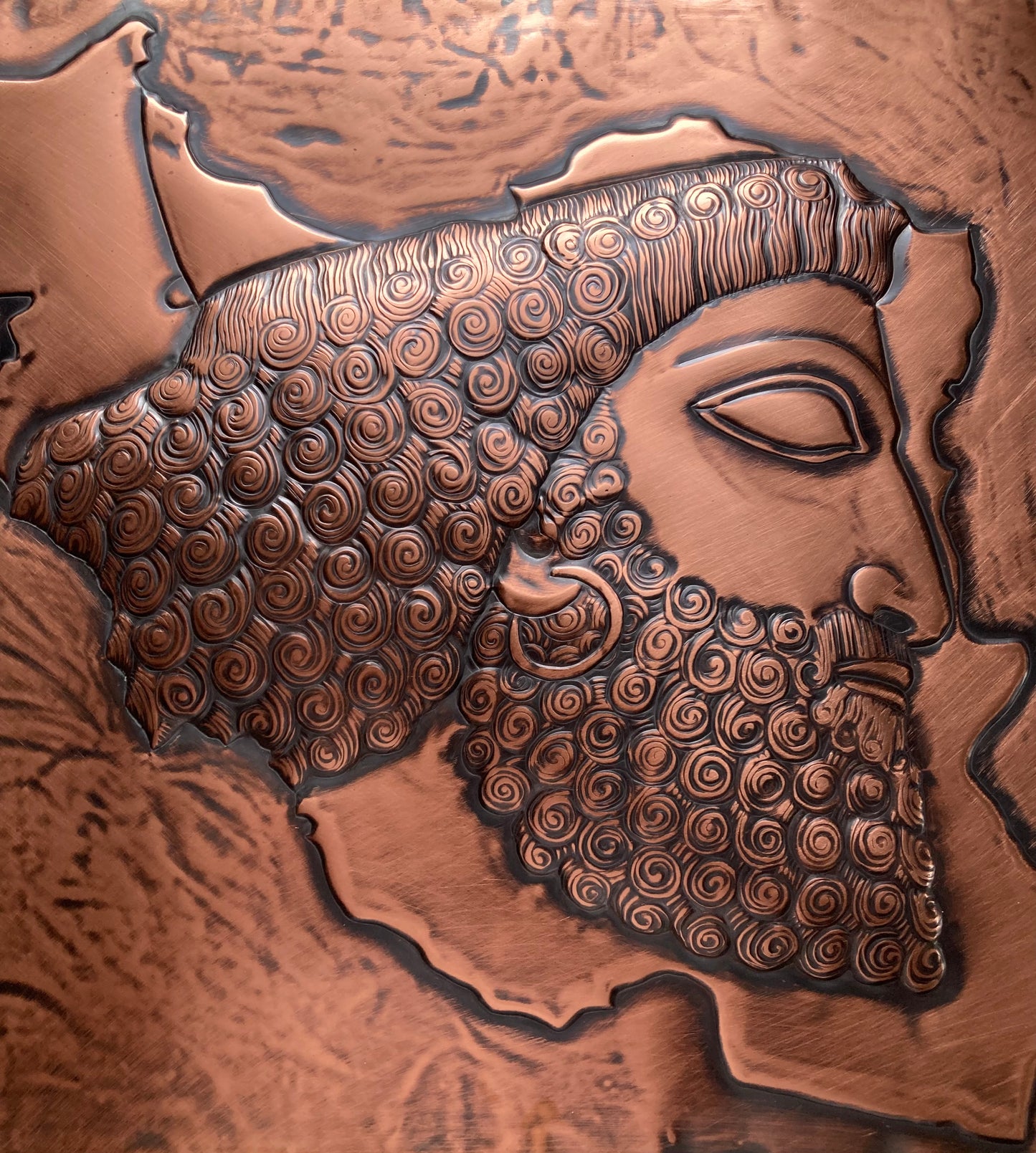 Handcrafted Copper Relief – Achaemenid Soldier of Persepolis