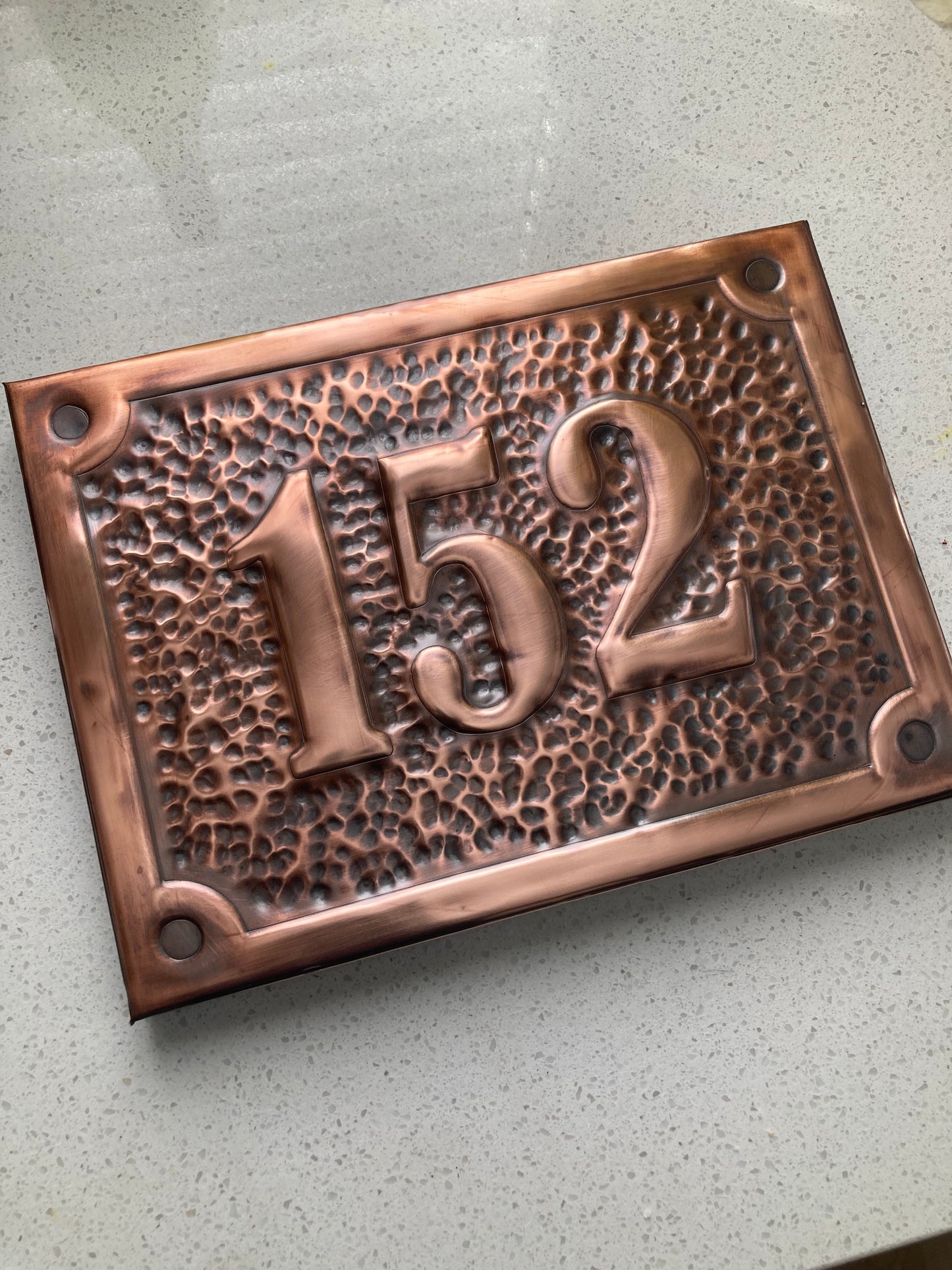 Handmade Copper House Number Sign - Raised Edge