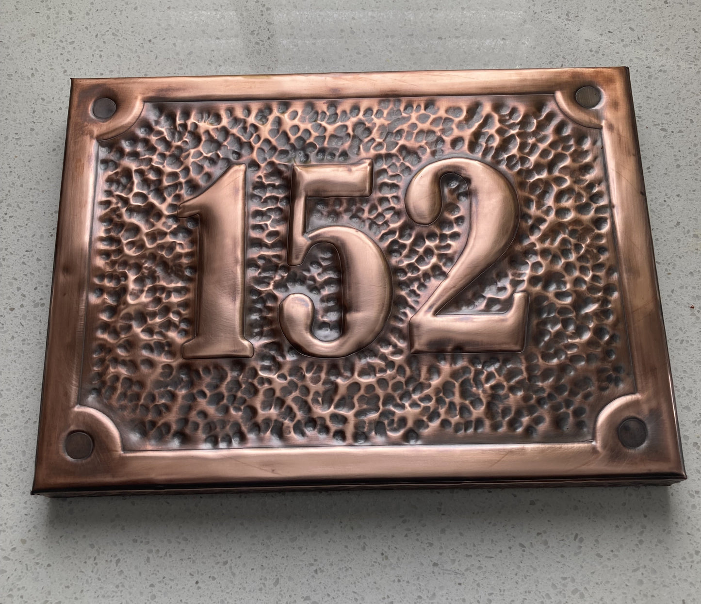 Handmade Copper House Number Sign - Raised Edge