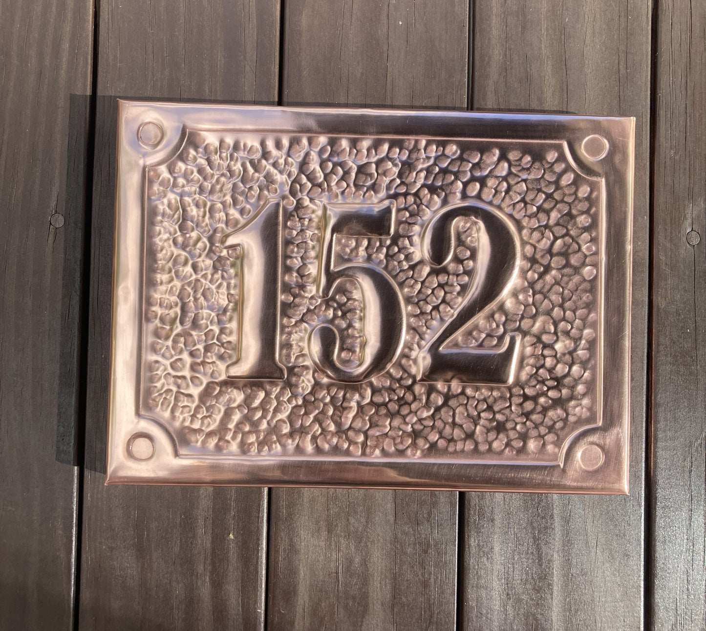 Handmade Copper House Number Sign - Raised Edge