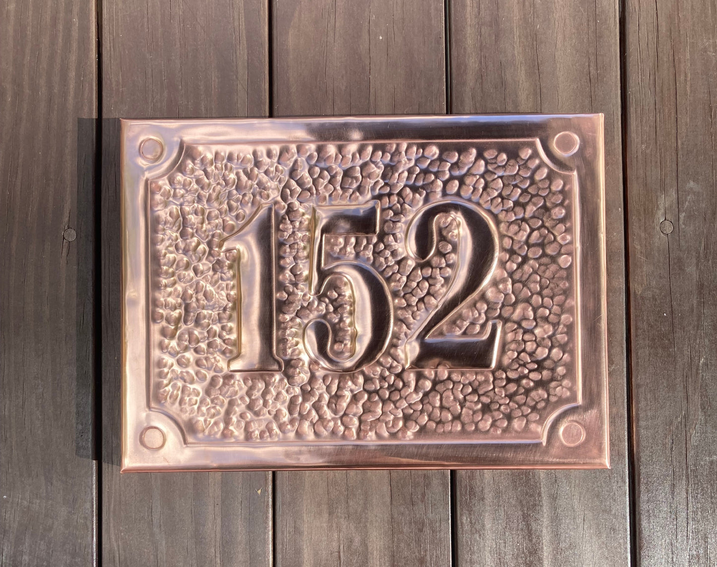 Handmade Copper House Number Sign - Raised Edge